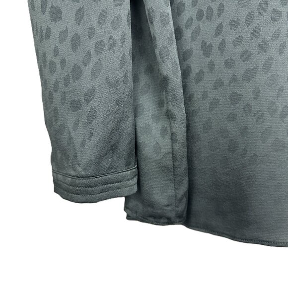 Current Air Split Neck Puff Sleeve Animal Leopard Jacquard Top Teal XS - Picture 3 of 8